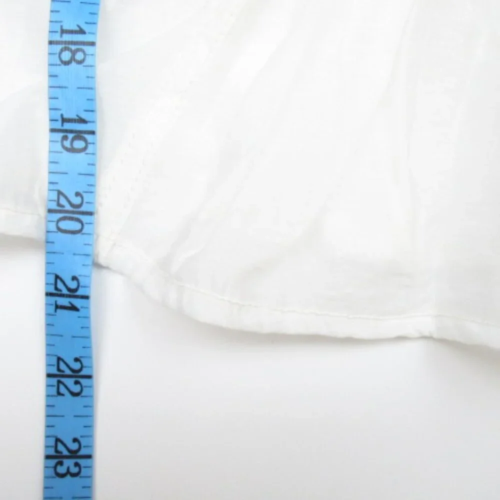 Anthropologie Pilcro Short-Sleeve Sheer Silky Blouse White S - Picture 8 of 13